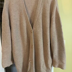 Quince Beige Button-Up Cardigan